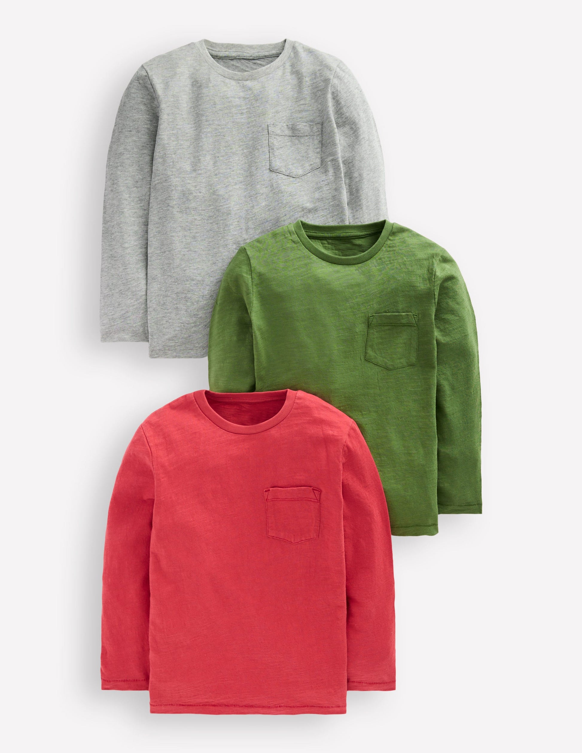 3-pack Long Sleeve T-shirt-Grey Red Multi Pack-1
