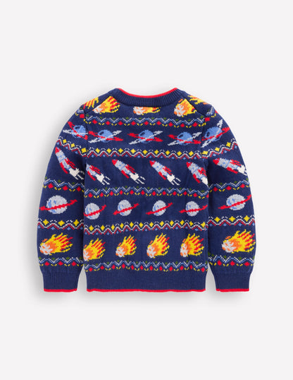 Fair Isle Jumper-College Navy Space-2