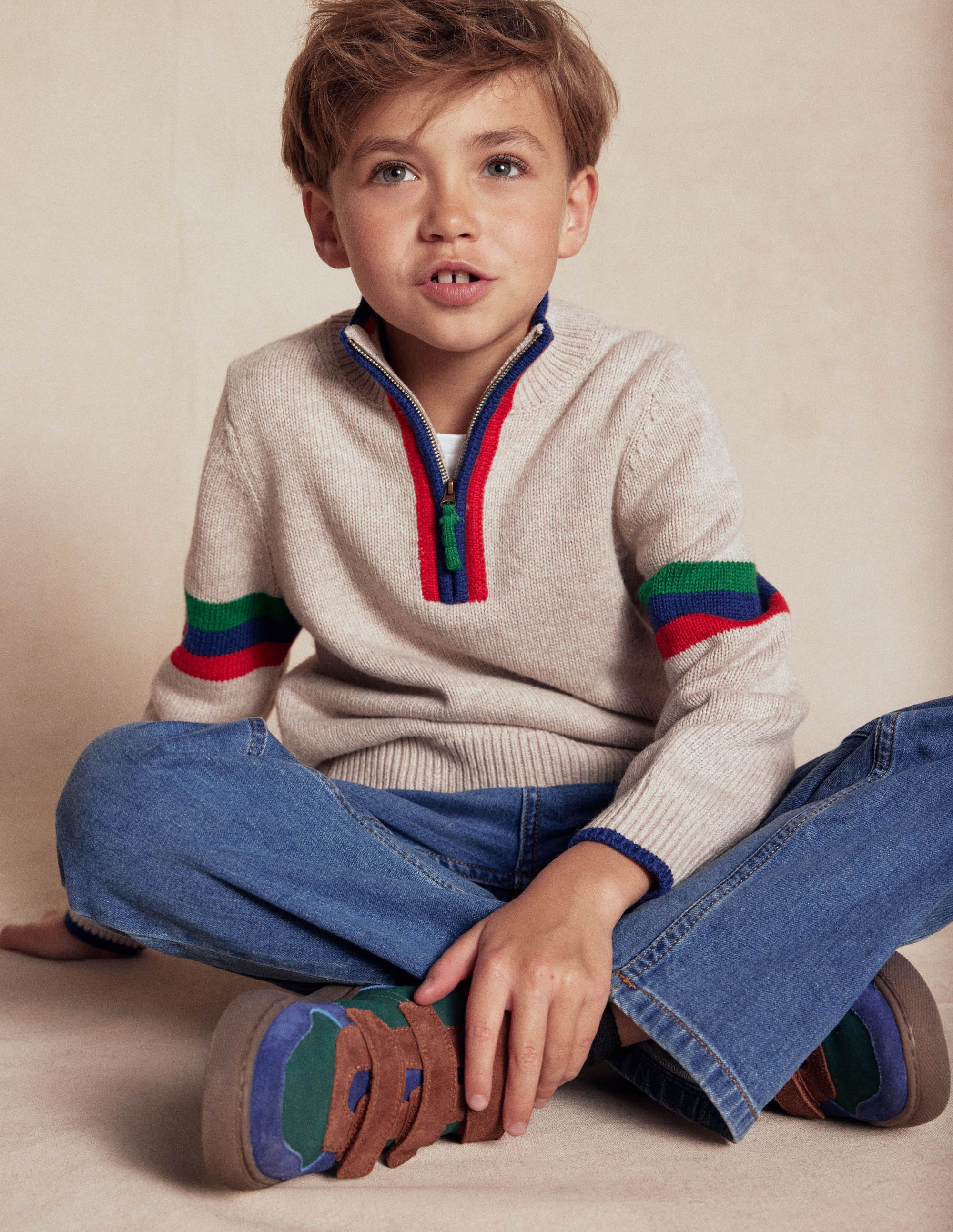 Heritage Half-Zip Sweater-Oatmeal Marl - Image 4