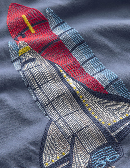 Glow Superstitch T-shirt-Robot Blue Rocket-1