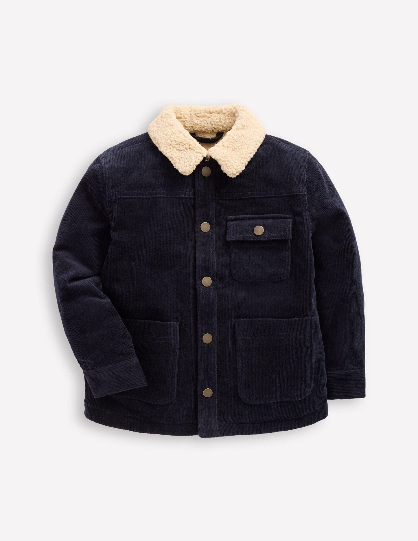 Borg Lined Cord Jacket-College Navy