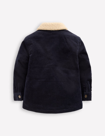 Borg Lined Cord Jacket-College Navy-2