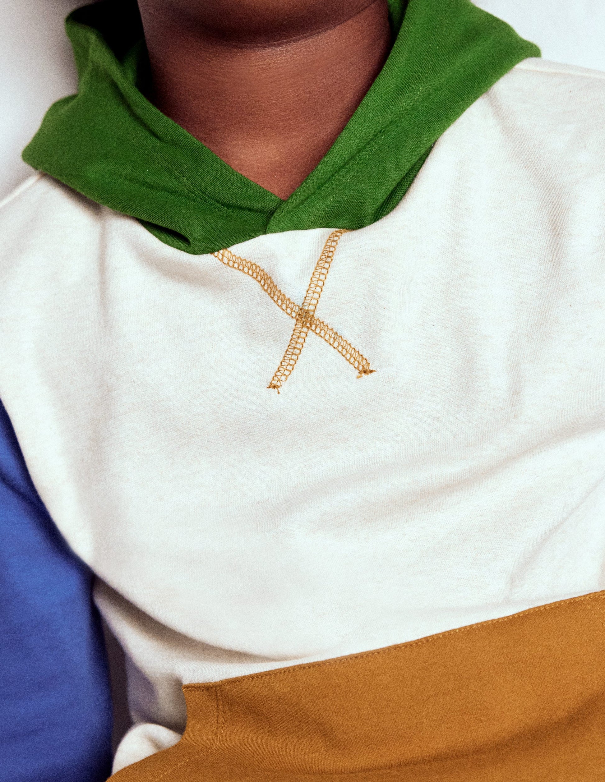 Hooded Mid-weight T-shirt-Oatmeal Marl/ Blue River-3