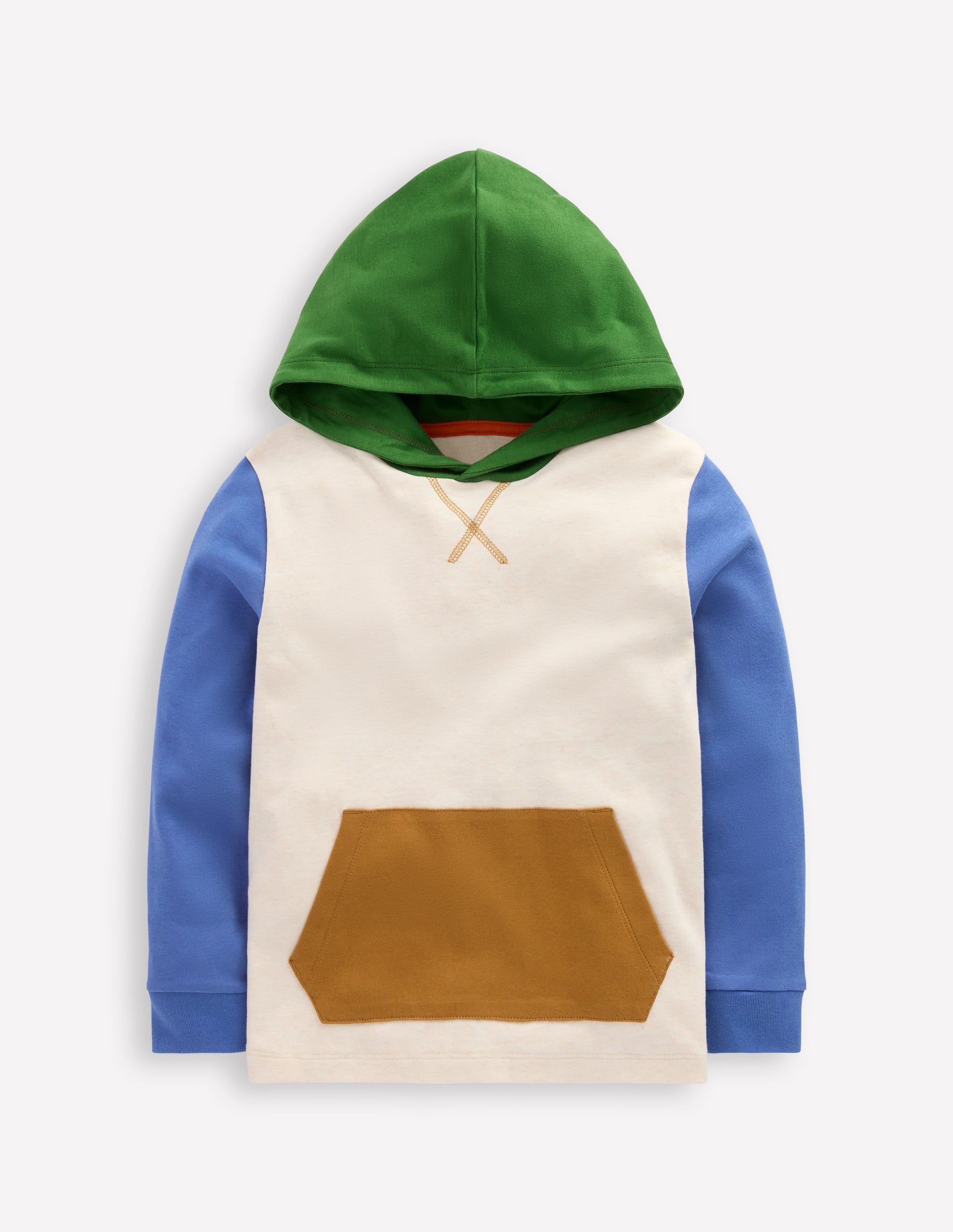 Hooded Mid-weight T-shirt-Oatmeal Marl/ Blue River - Image 4
