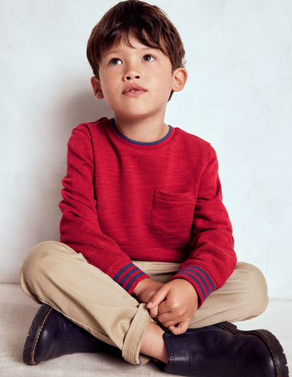 Cosy Mid-weight T-shirt-Red Liquorice/ Sapphire Blue-1