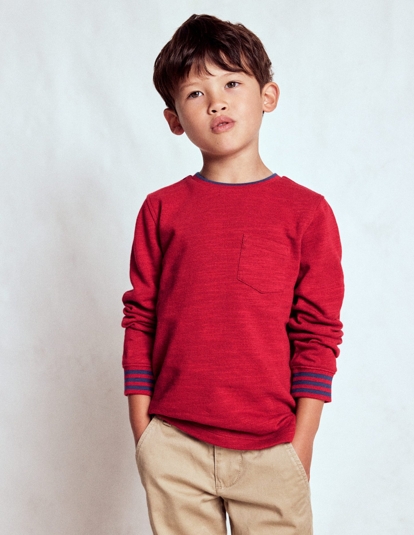 Cosy Mid-weight T-shirt-Red Liquorice/ Sapphire Blue