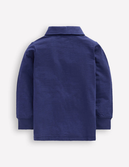 Long Sleeve Slub Polo-College Navy-2