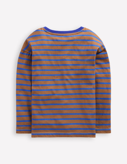 Breton T-shirt-Cognac/ Bright Blue-2