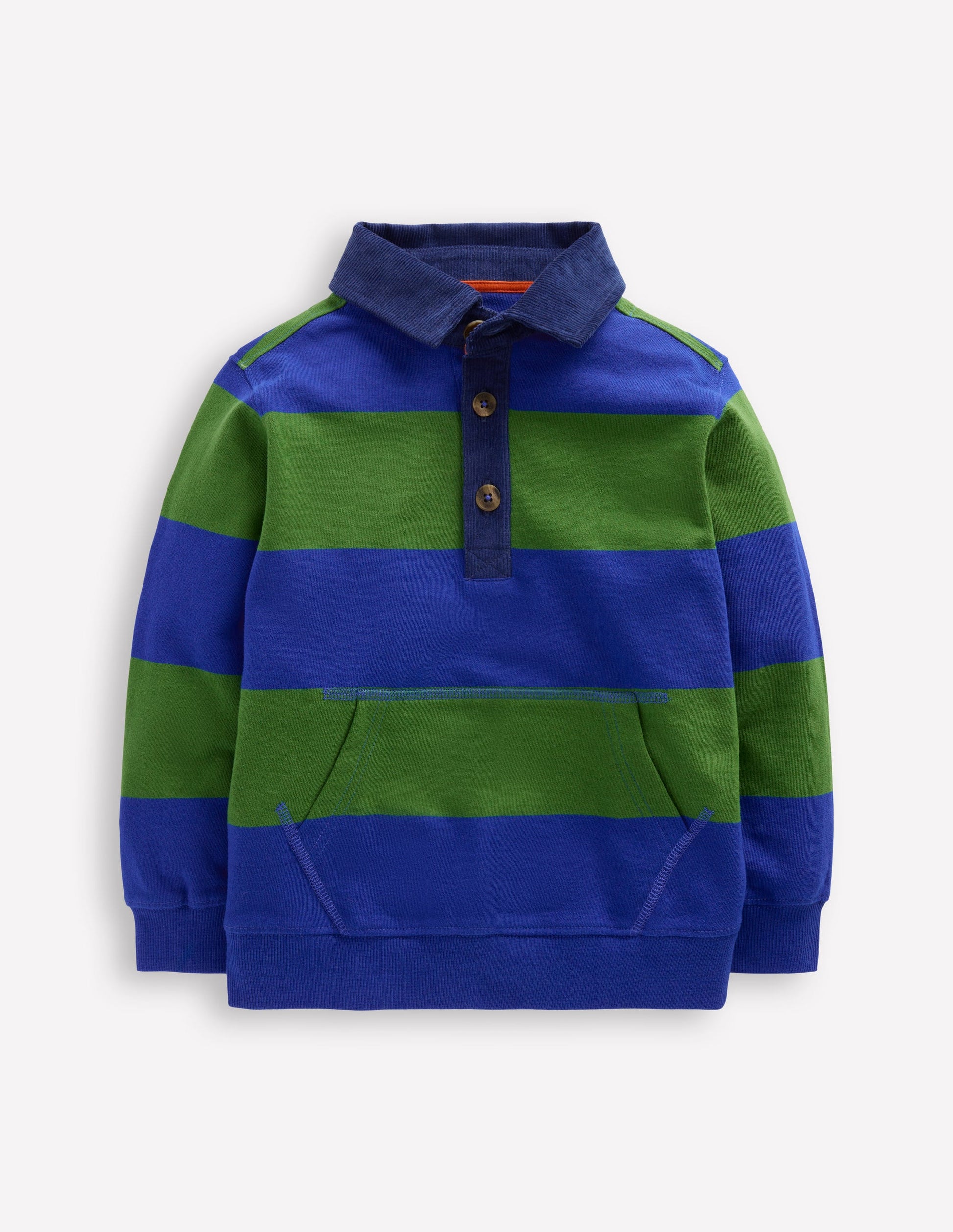 Collared Sweatshirt-Broccoli Green/ Bright Blue-1
