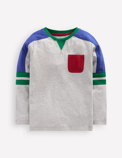 Colour Block T-shirt-GREY MARL COLOURBLOCK-4