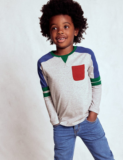 Colour Block T-shirt-GREY MARL COLOURBLOCK-1