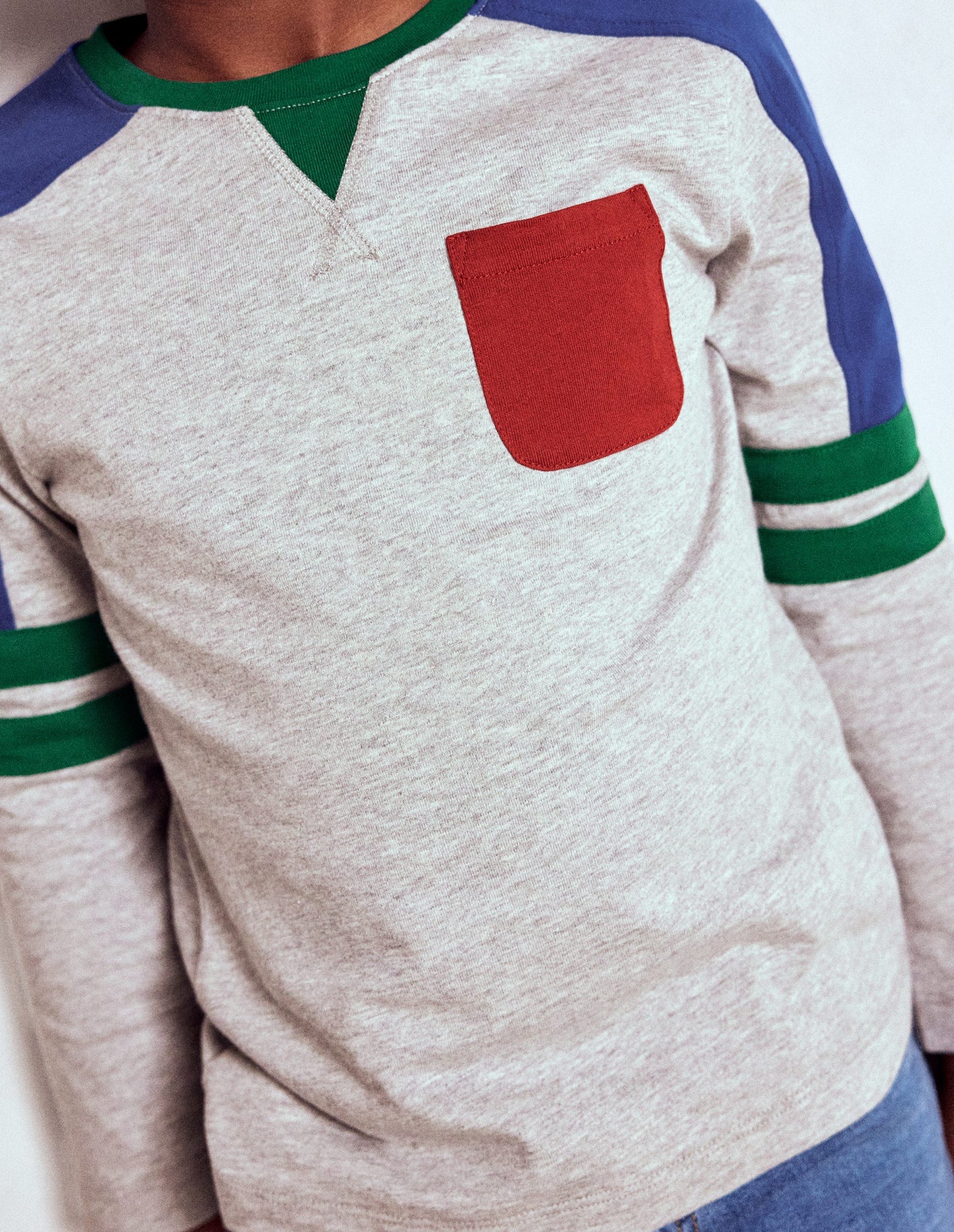 Colour Block T-shirt-GREY MARL COLOURBLOCK