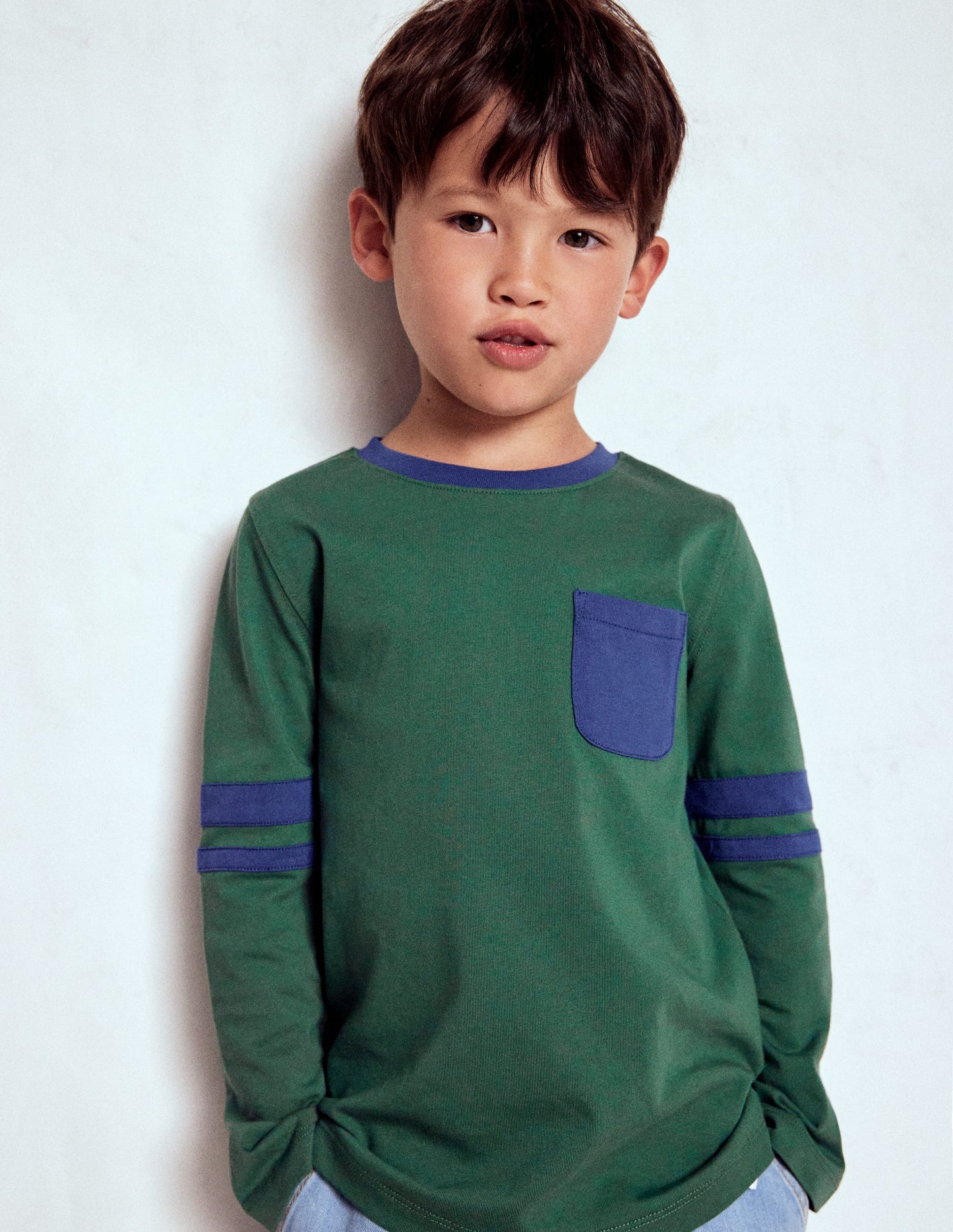 Colour Block T-shirt-Smoke Pine/ Starboard Blue