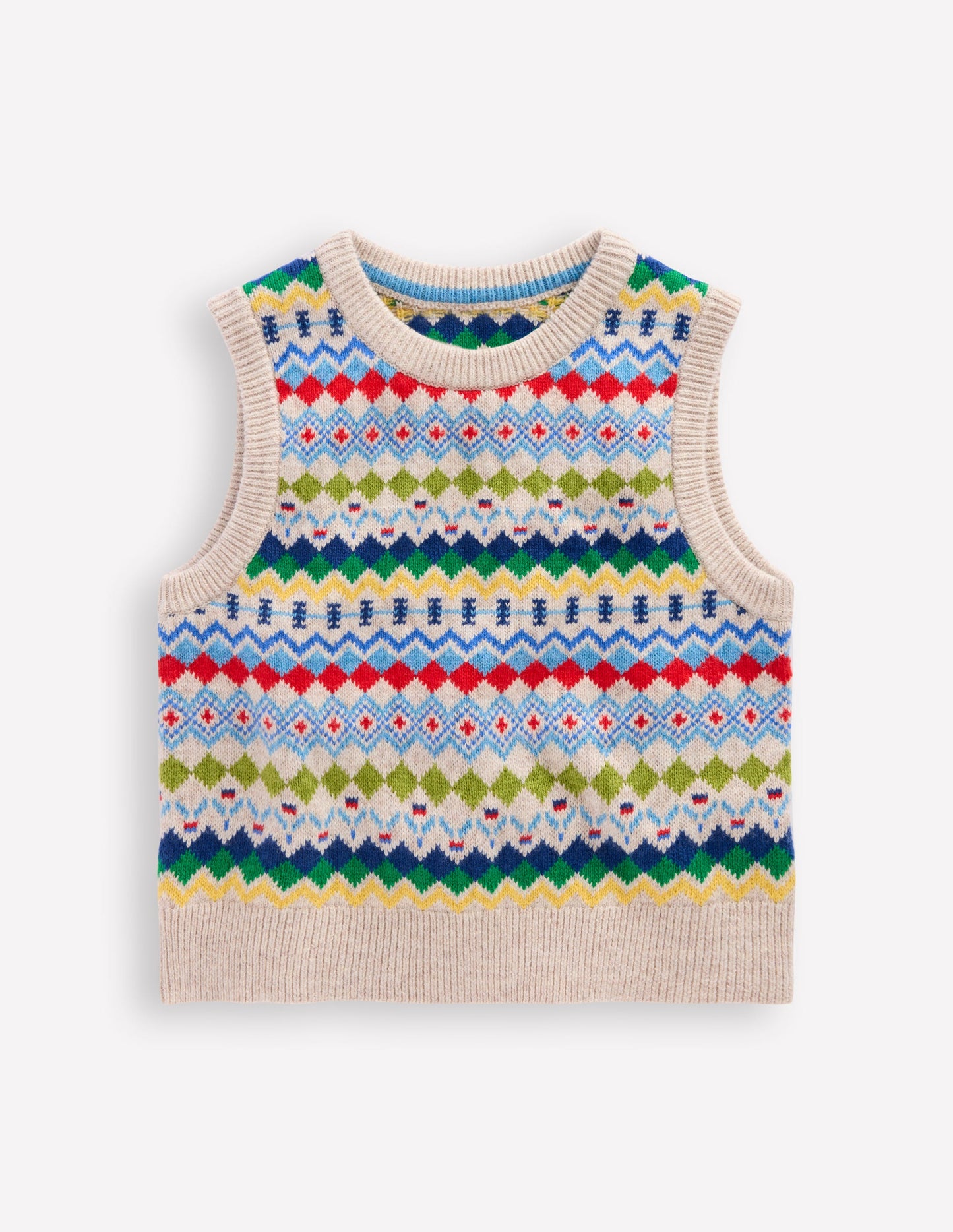 Fair Isle Sweater Vest-Oatmeal Marl Fair Isle