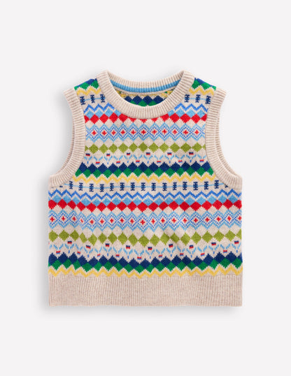Fair Isle Sweater Vest-Oatmeal Marl Fair Isle-1