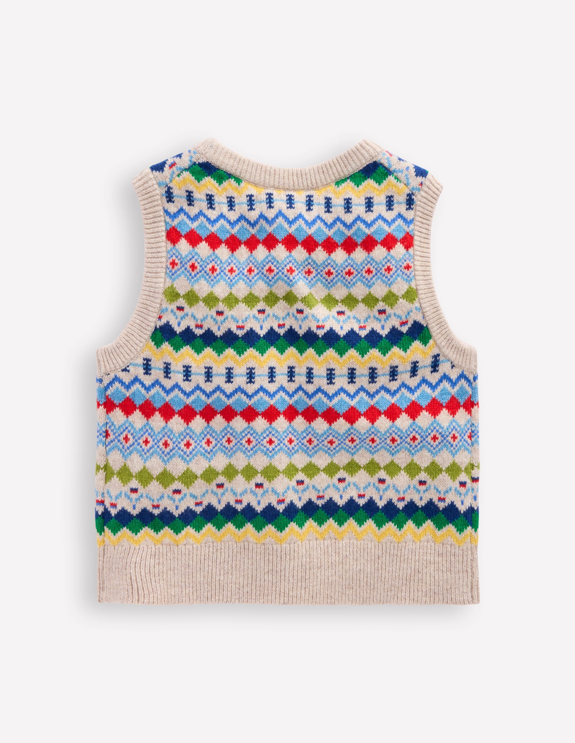 Fair Isle Sweater Vest-Oatmeal Marl Fair Isle - Image 2