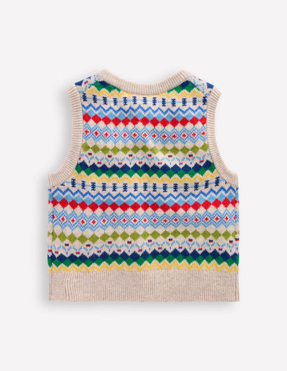 Fair Isle Sweater Vest-Oatmeal Marl Fair Isle-2