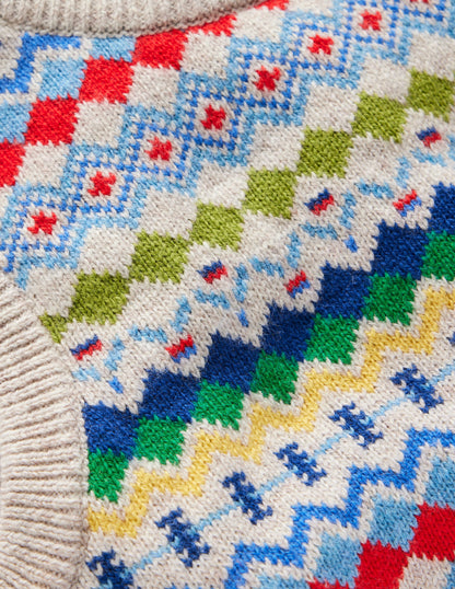 Fair Isle Sweater Vest-Oatmeal Marl Fair Isle-3