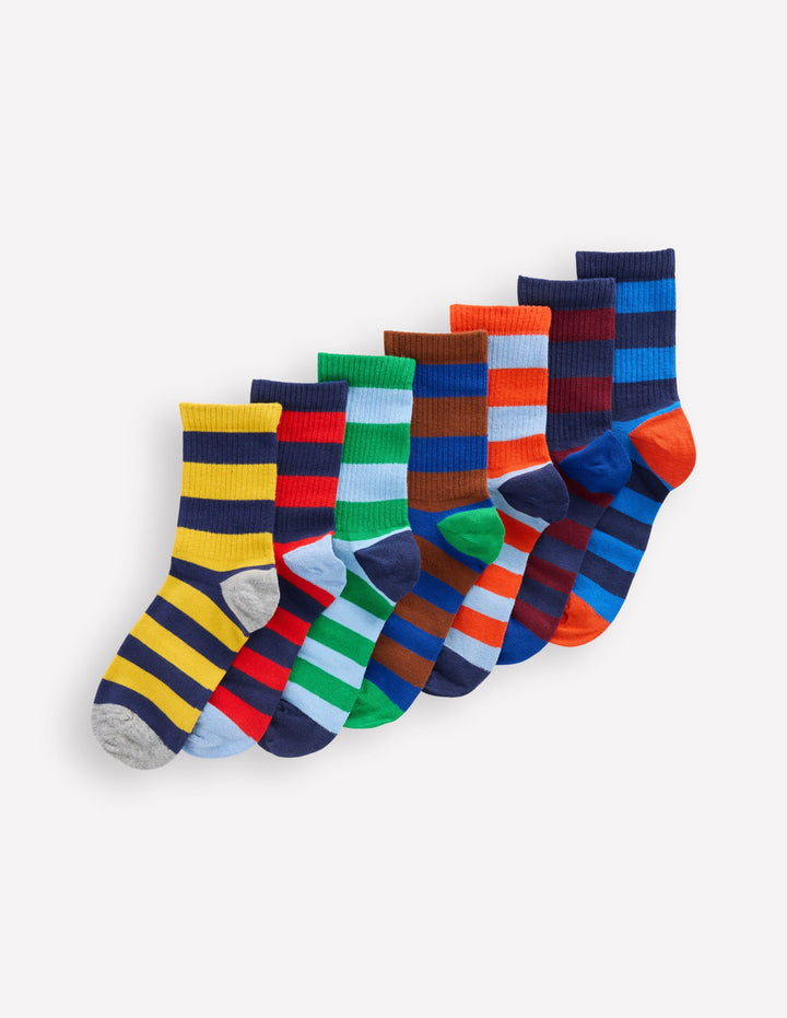 7-Pack Ribbed Socks-Multi Stripe
