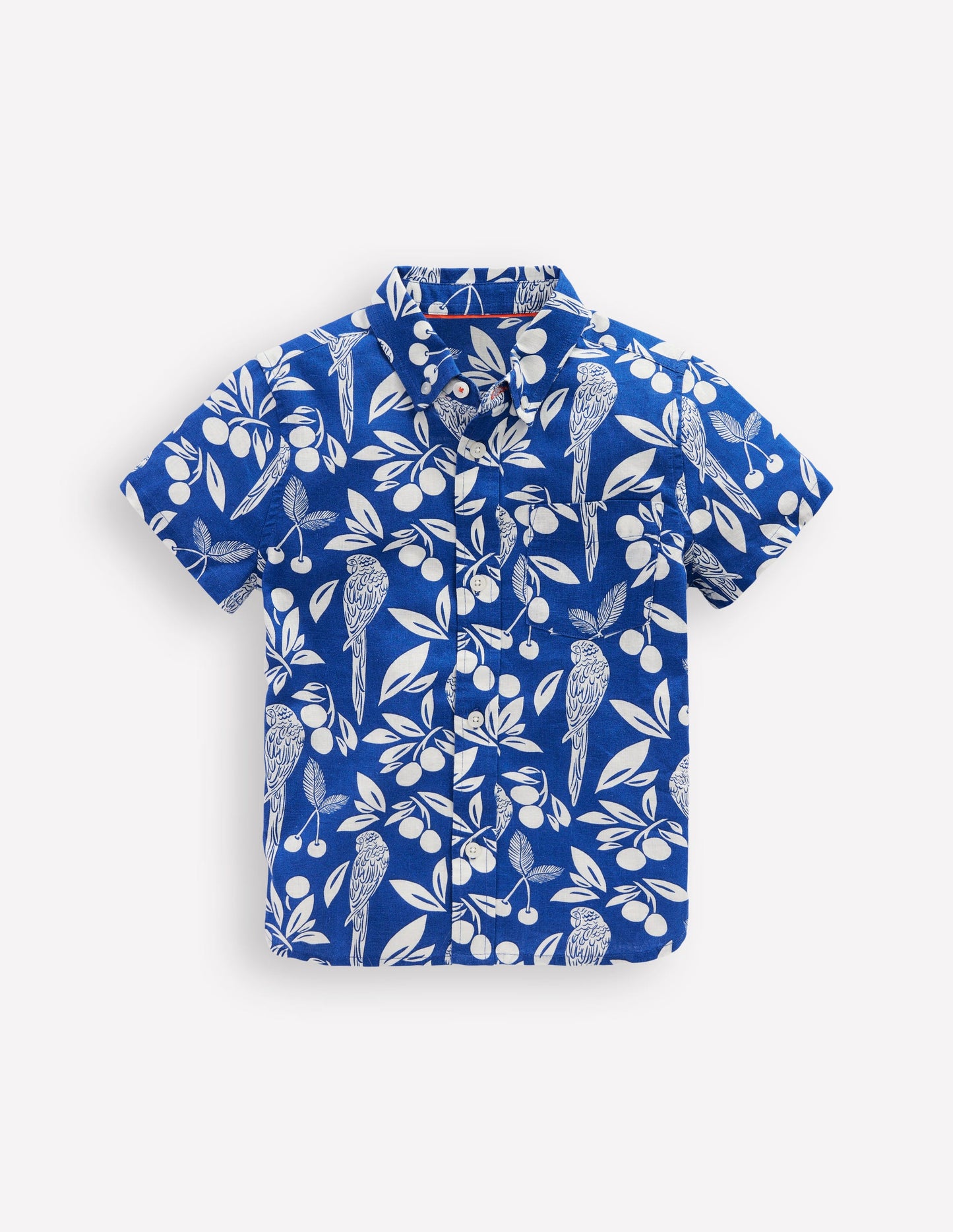 Cotton Linen Shirt-Blue Parrot Palm