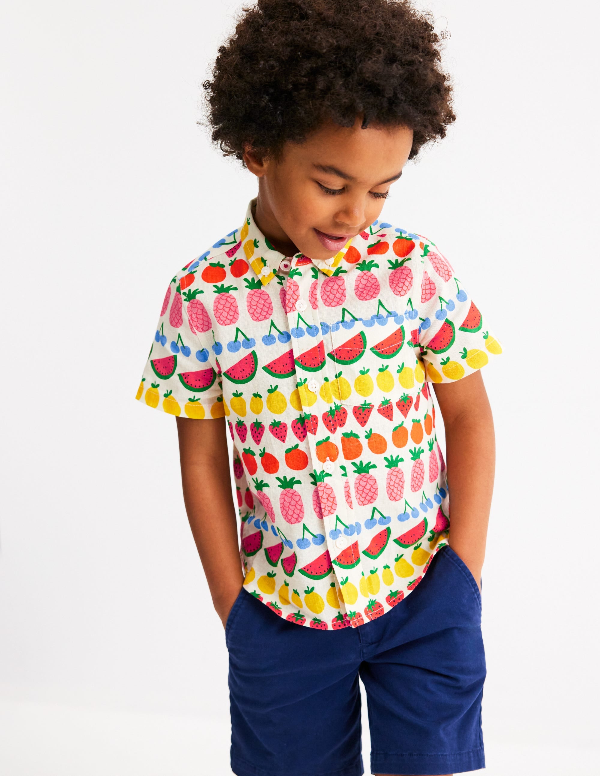 Cotton Linen Shirt-Fruit Stripe - Image 1