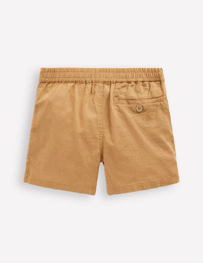 Cotton Linen Shorts-Hazelnut Brown-2