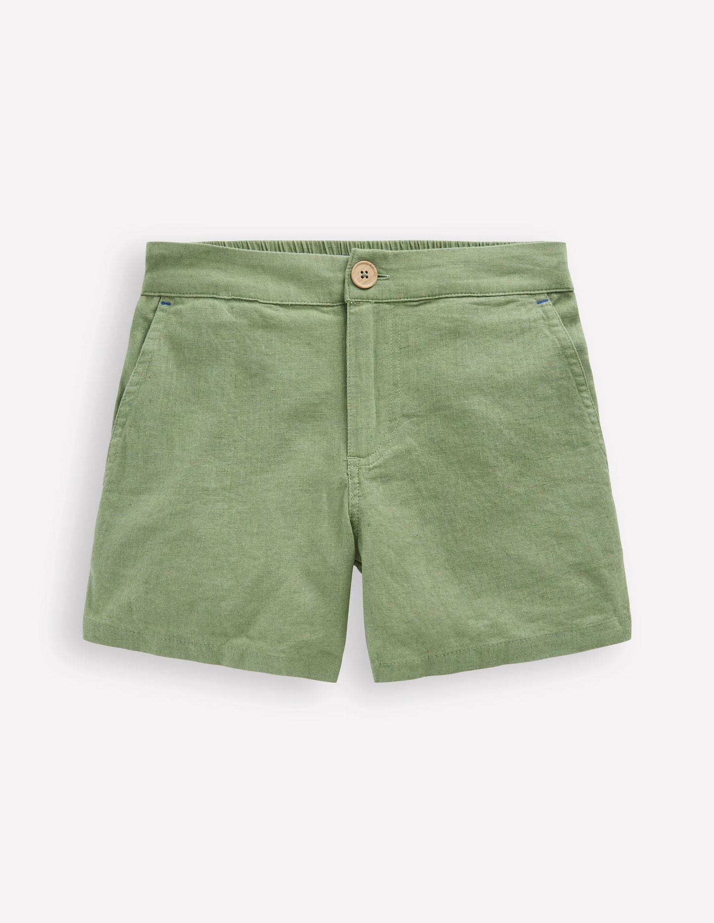 Cotton Linen Shorts-Newt Green