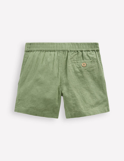 Cotton Linen Shorts-Newt Green-2