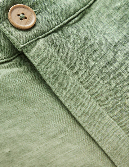 Cotton Linen Shorts-Newt Green-3