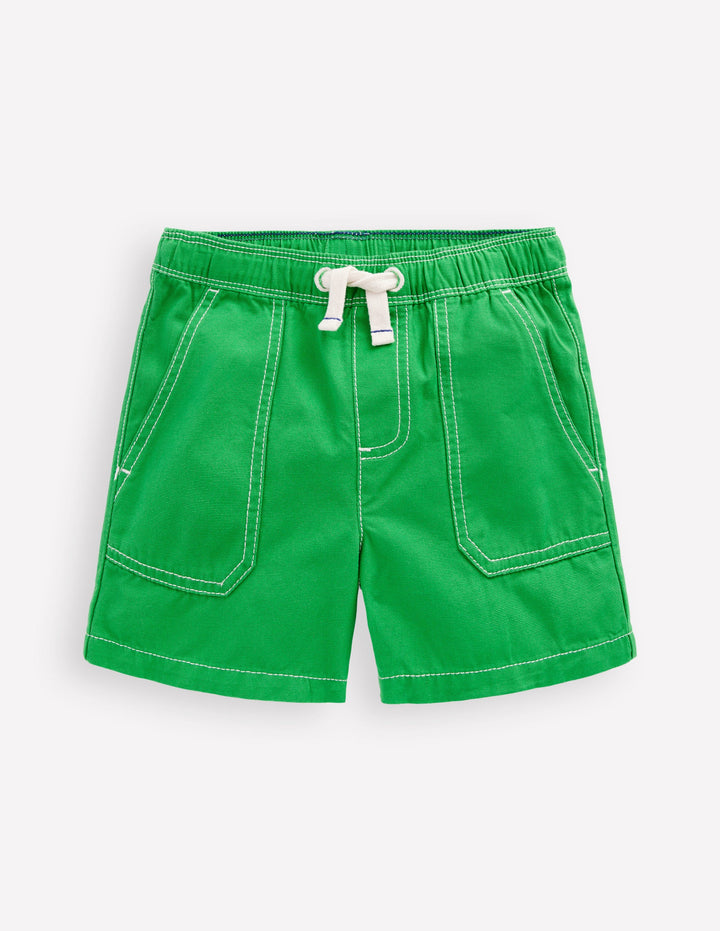 Pull-On Cotton Shorts-Bright Green