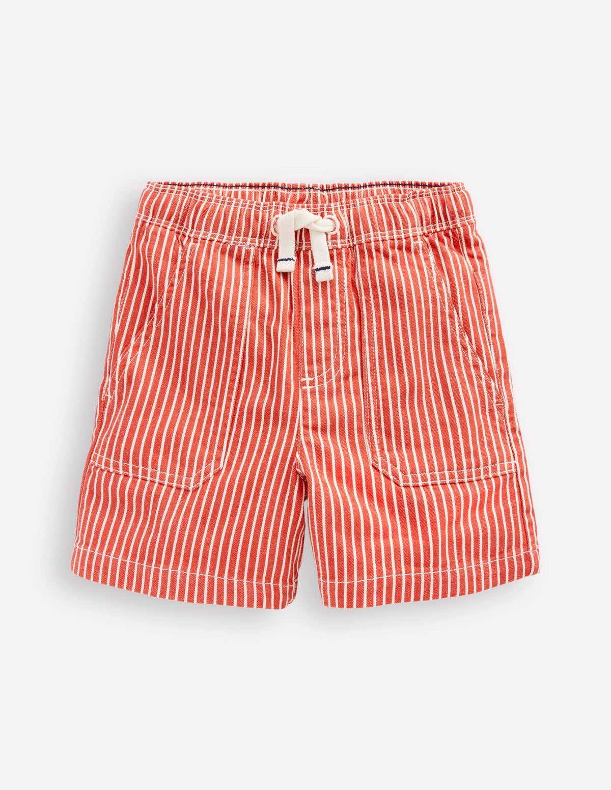 Pull-On Cotton Shorts-Red Ticking - Image 1