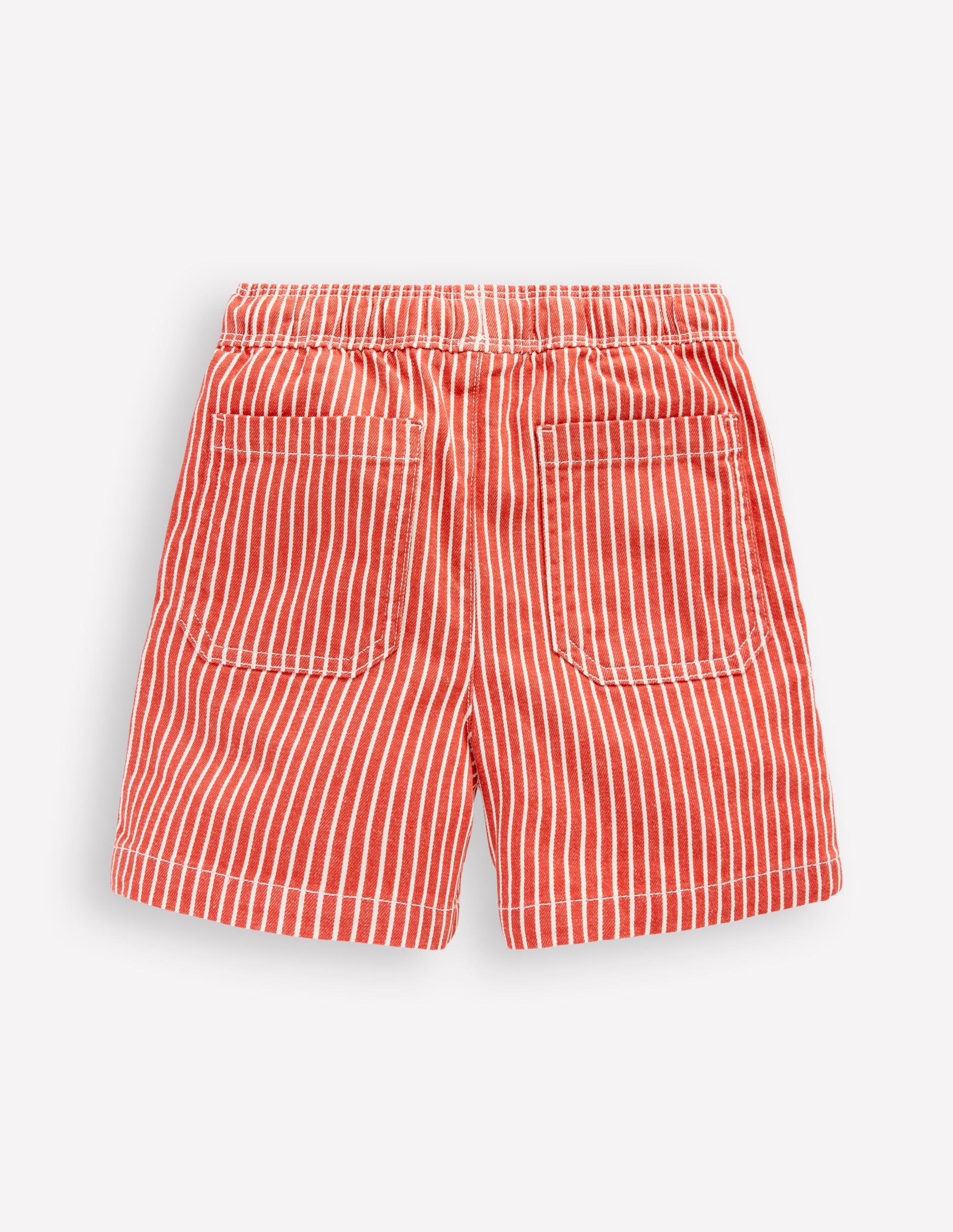 Pull-On Cotton Shorts-Red Ticking - Image 2