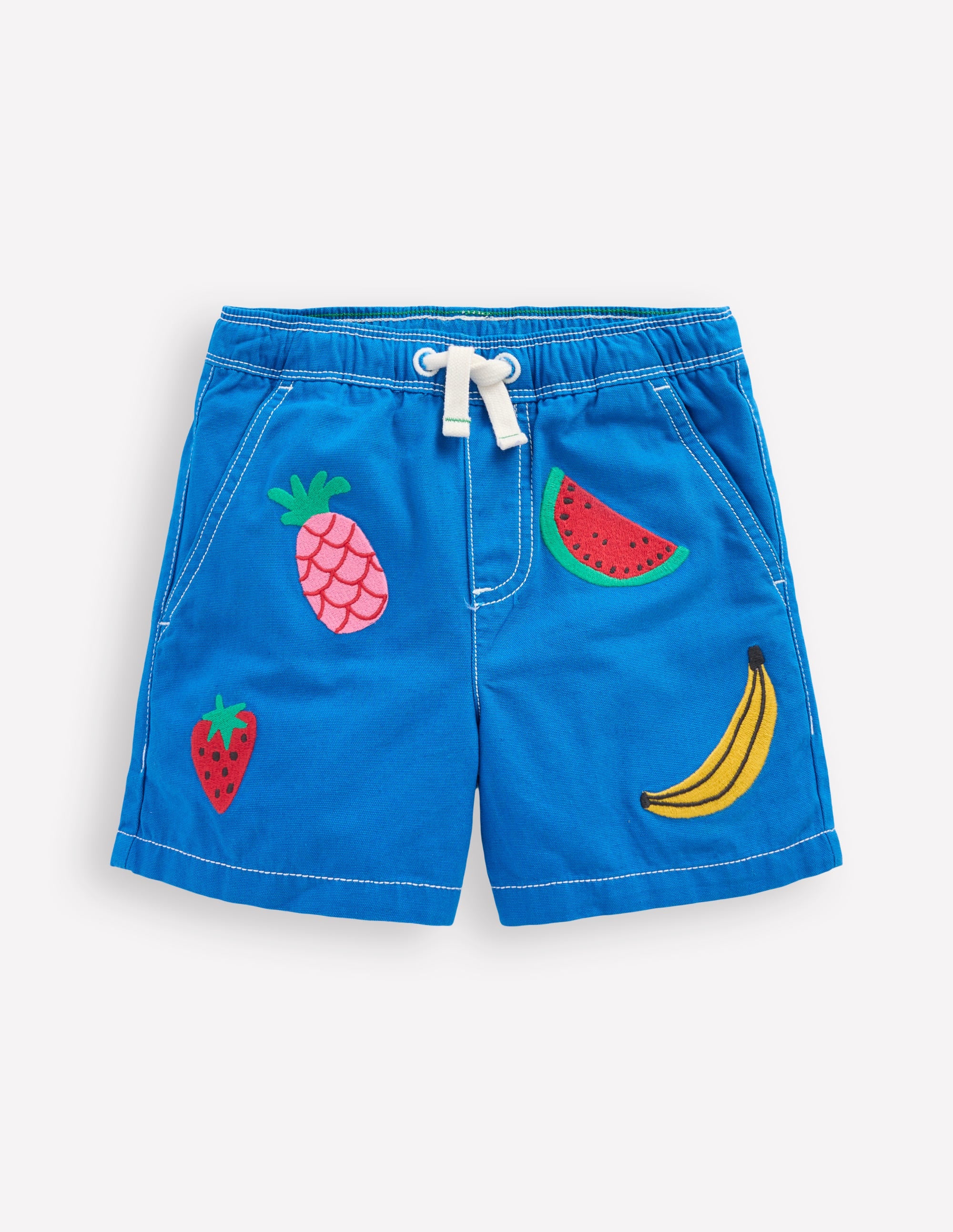 Pull-On Cotton Shorts-Fruit Embroidery - Image 1
