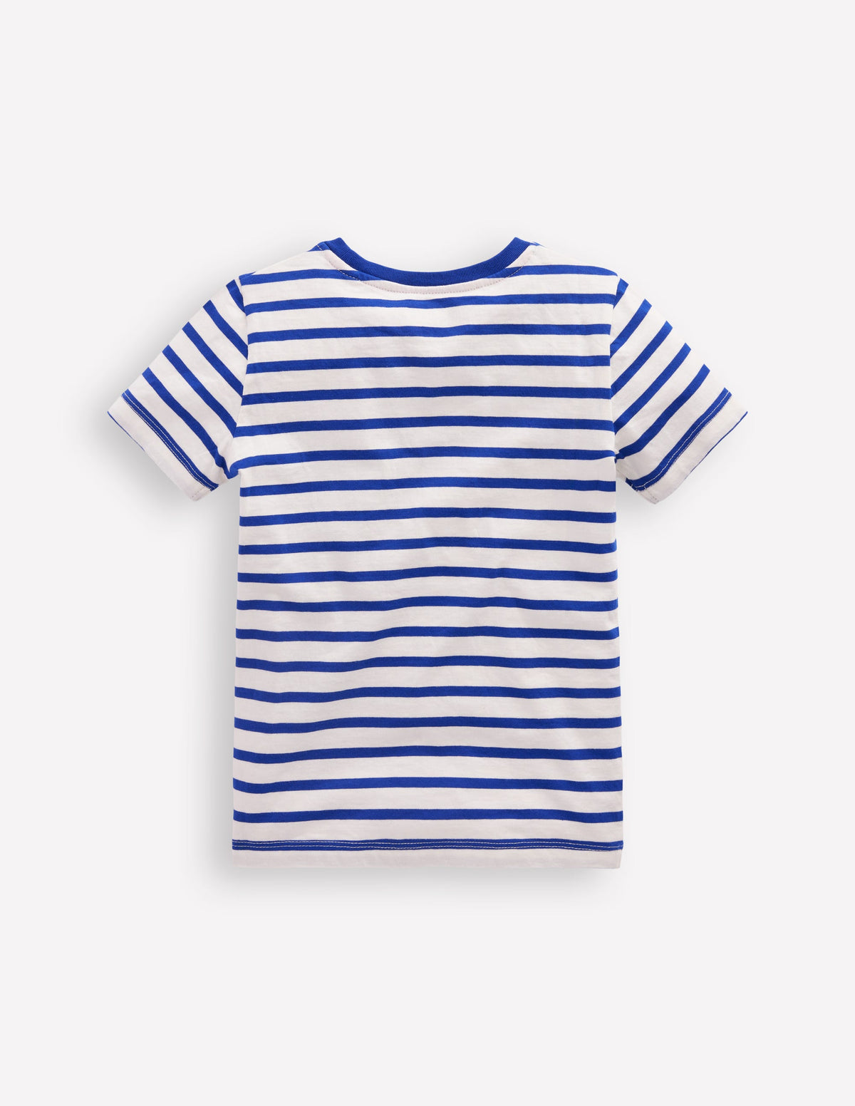 Short Sleeve Appliqué T-shirt-Bright Blue Stripe Fruit Dogs - Image 2