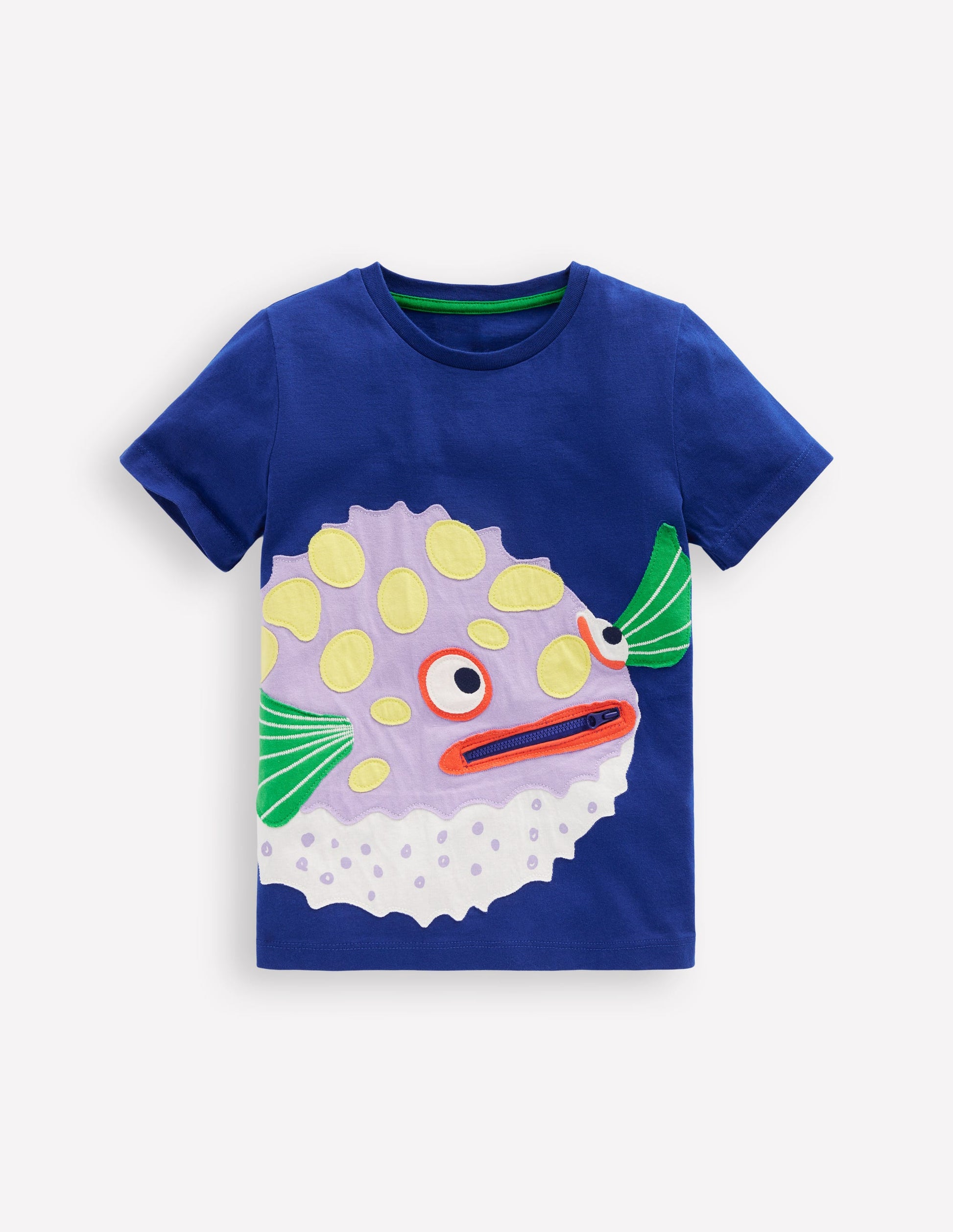 Zip Applique T-shirt-Bright Blue Puffer-1