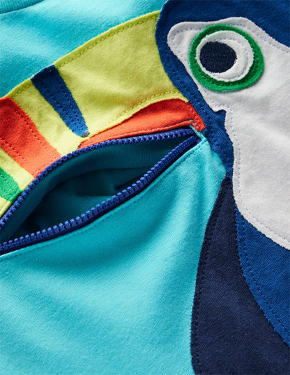 Zip Applique T-shirt-Barbados Beach Toucan-3