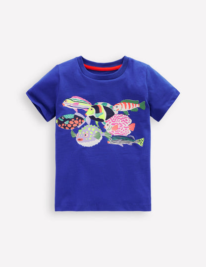 Short Sleeve Riso T-Shirt-Blue Heron Fish-3