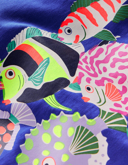 Short Sleeve Riso T-Shirt-Blue Heron Fish-5