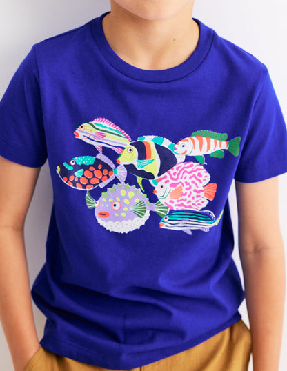 Short Sleeve Riso T-Shirt-Blue Heron Fish-2