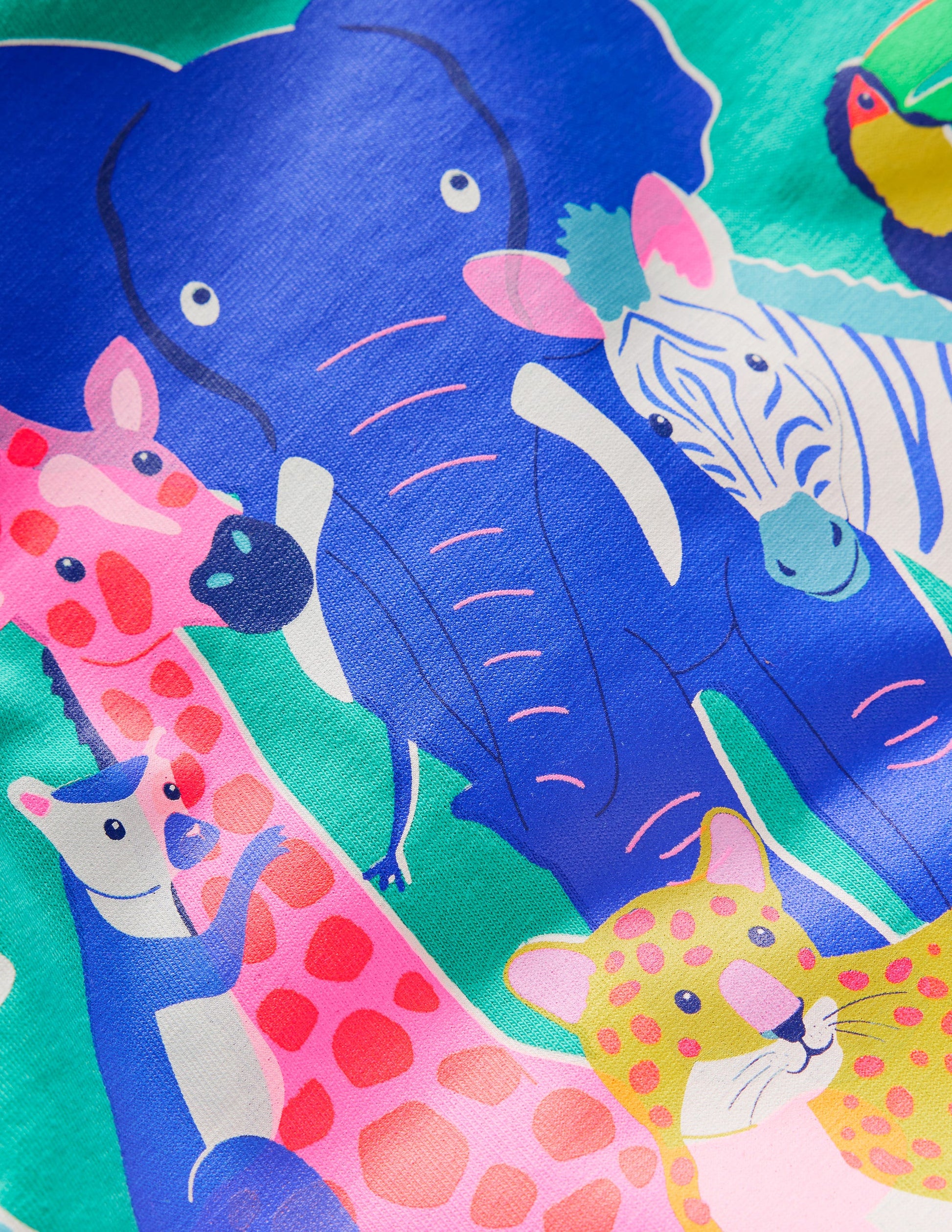 Short Sleeve Riso T-Shirt-Aquamarine Blue Jungle Animals-3