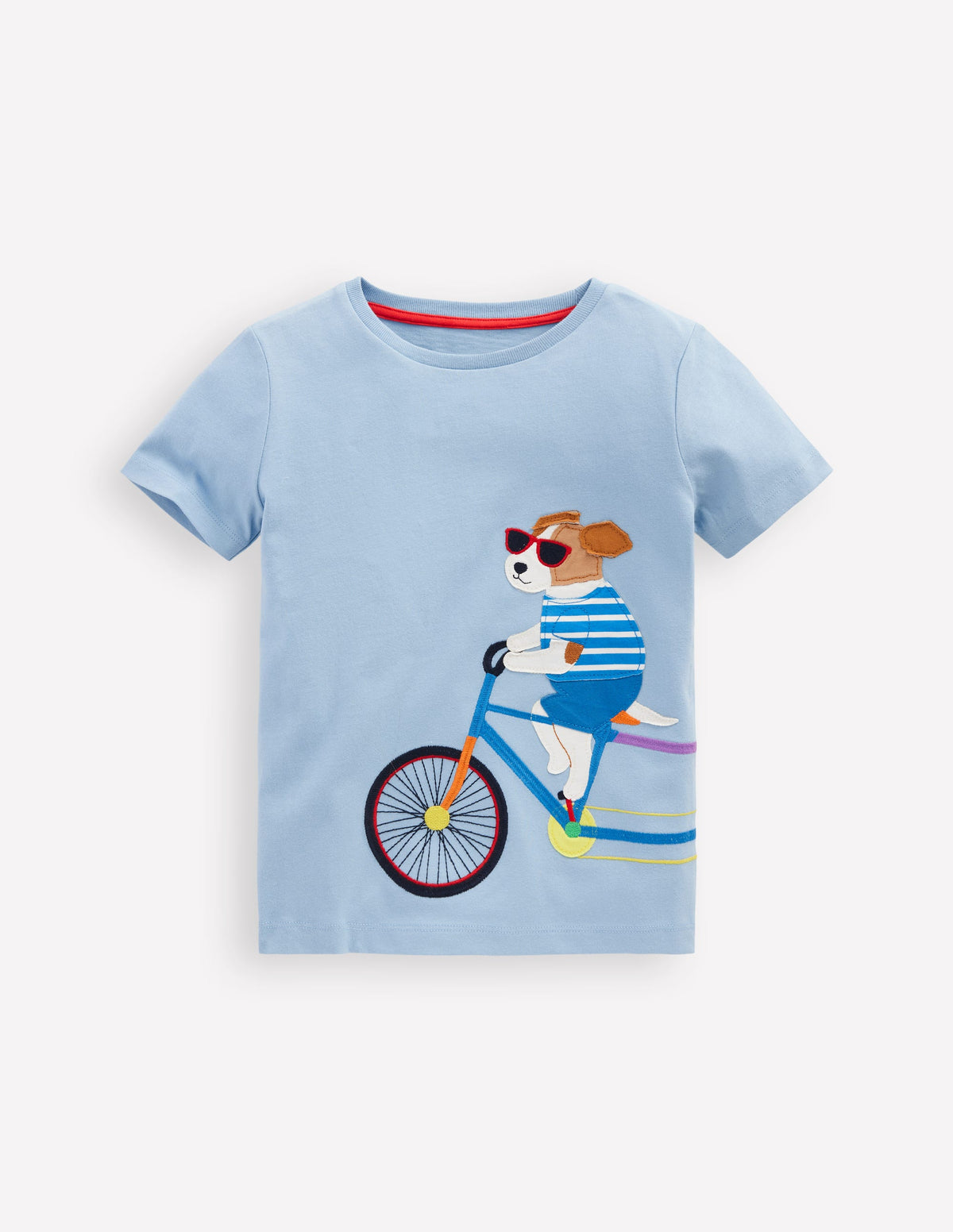 Fun Graphic T-shirt-Vintage Blue Dogs on a Bike - Image 1
