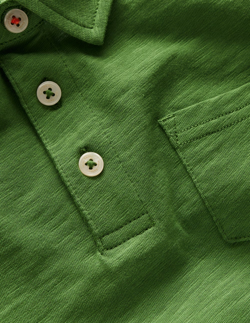 Slub Polo Shirt-Broccoli Green - Image 3