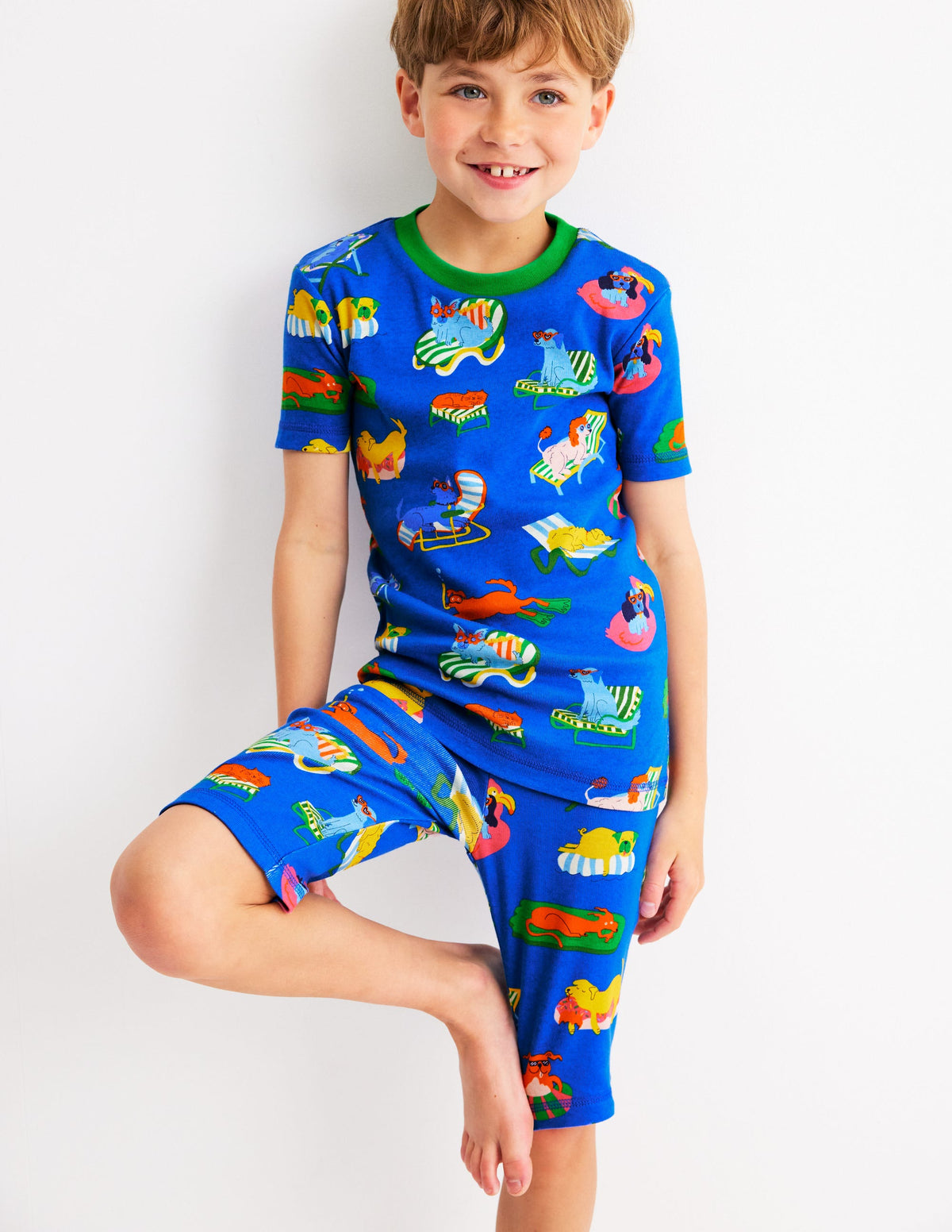 Snug Short John Pajamas-Poolside Pets - Image 1