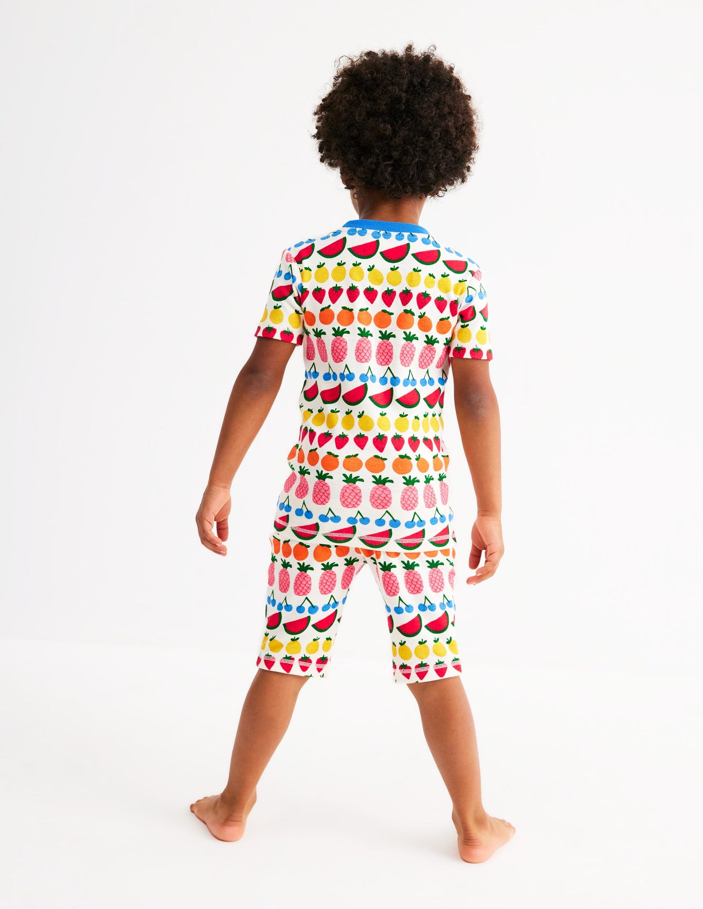 Snug Short John Pajamas-Fruit Stripe