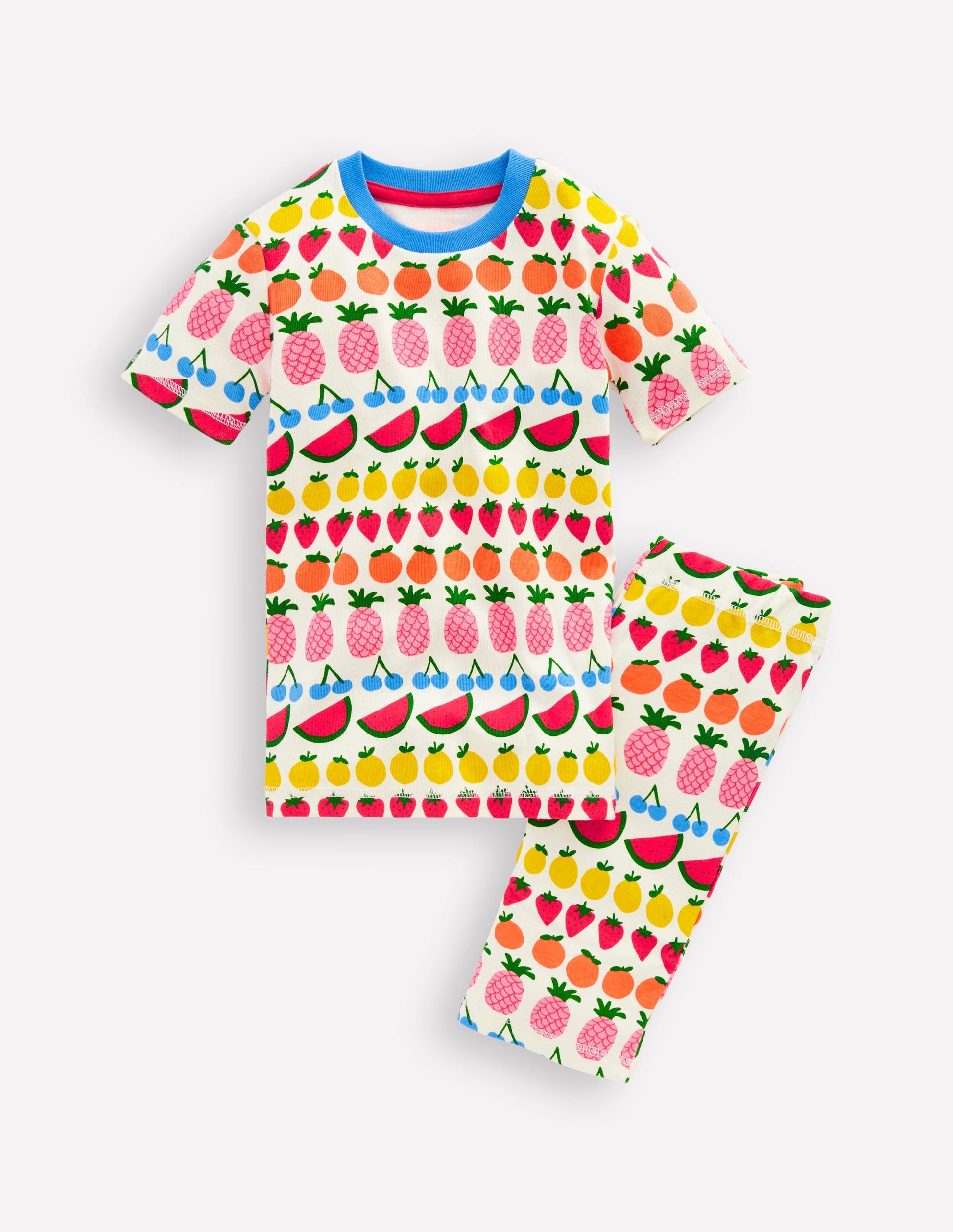Snug Short John Pajamas-Fruit Stripe-4