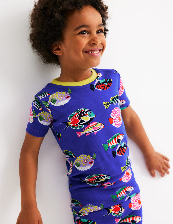 Snug Short John Glow Pyjamas-Blue Heron Fish