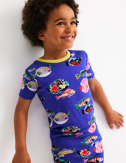 Snug Short John Glow Pyjamas-Blue Heron Fish-1