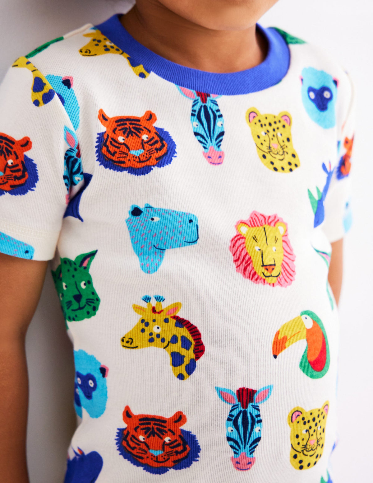 Snug Short John Glow Pyjamas-Multi Animal Faces - Image 1