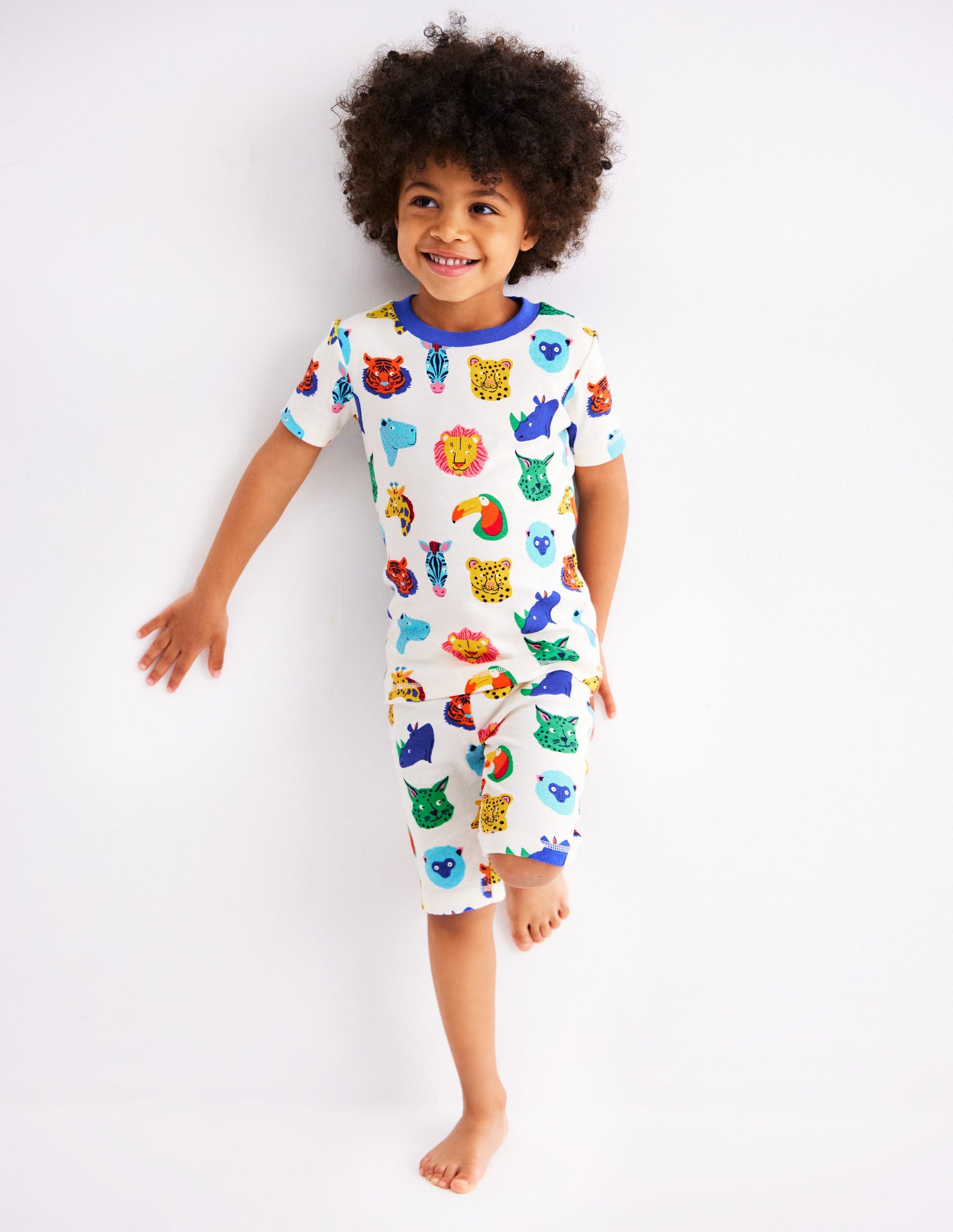 Snug Short John Glow Pyjamas-Multi Animal Faces-2