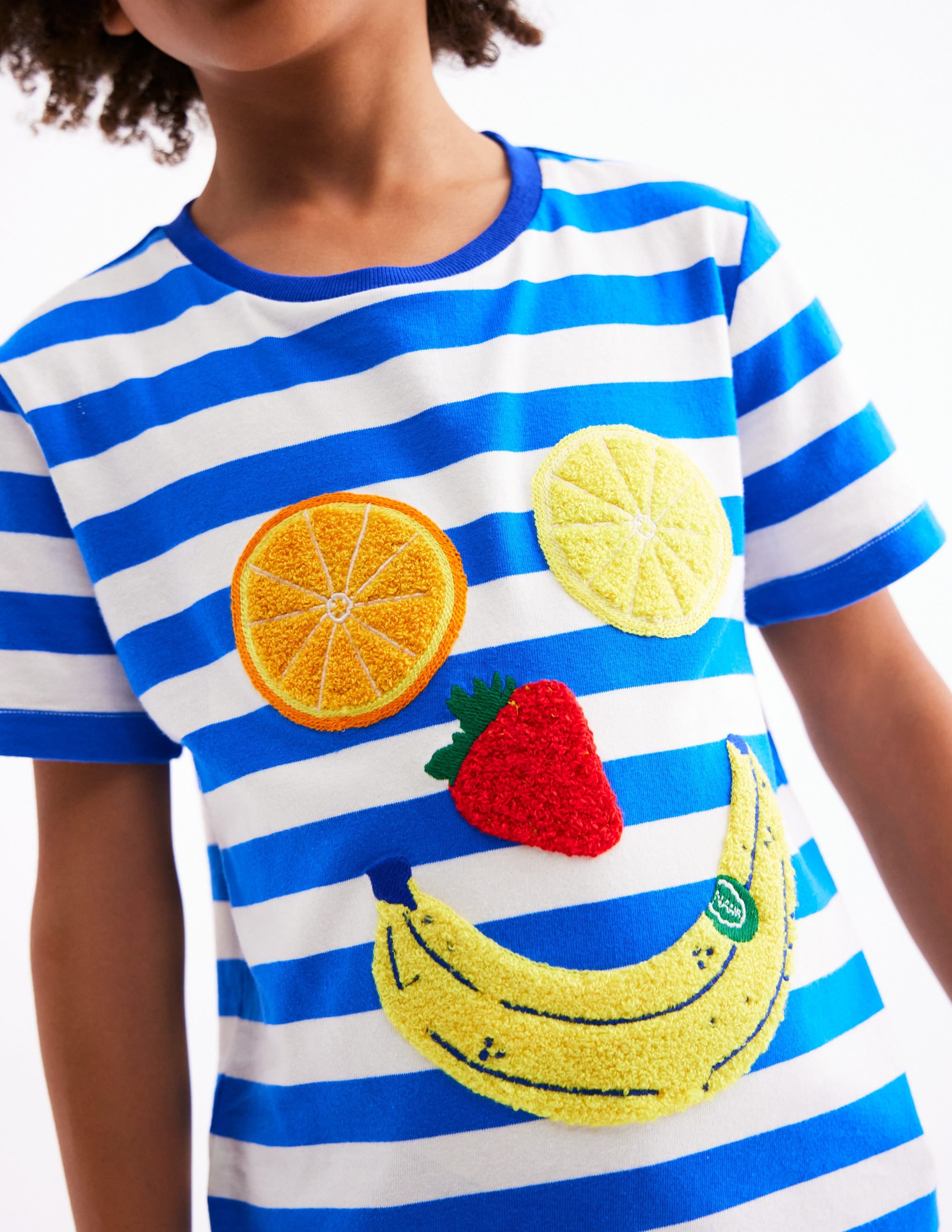 Short Sleeve Bouclé T-shirt-Gallery Blue/ Ivory Fruit Face - Image 1